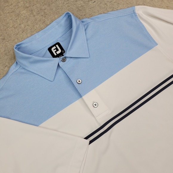 FootJoy Other - FootJoy Golf Polo Shirt Mens L White Colorblock Short Sleeve Performance Logo